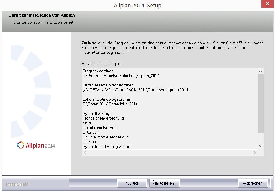 Allplan 2014 Workgroup Manager: Check Datenpfade Allplan Installation