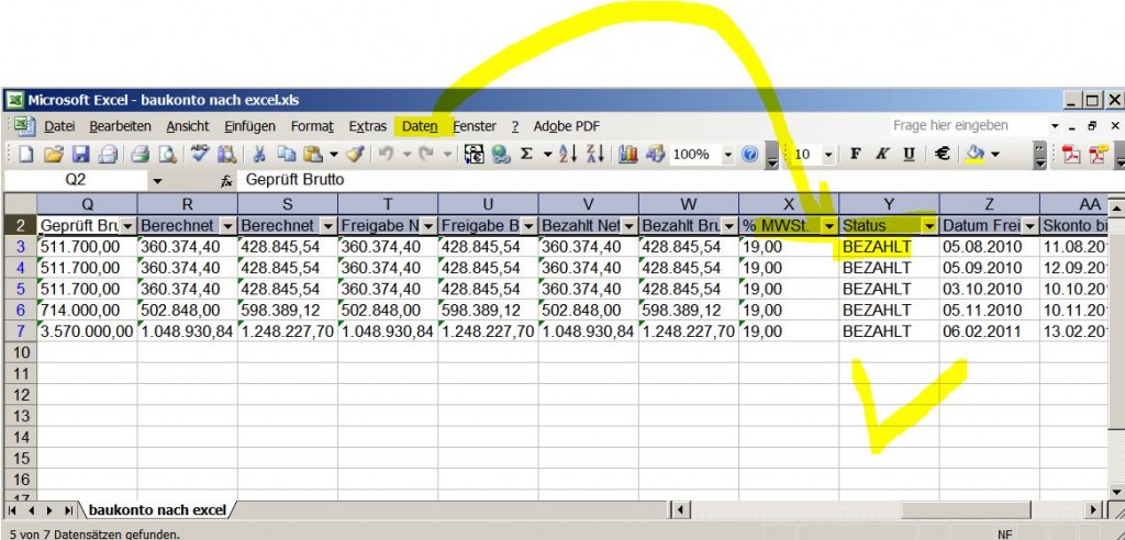 Excel Autofilter