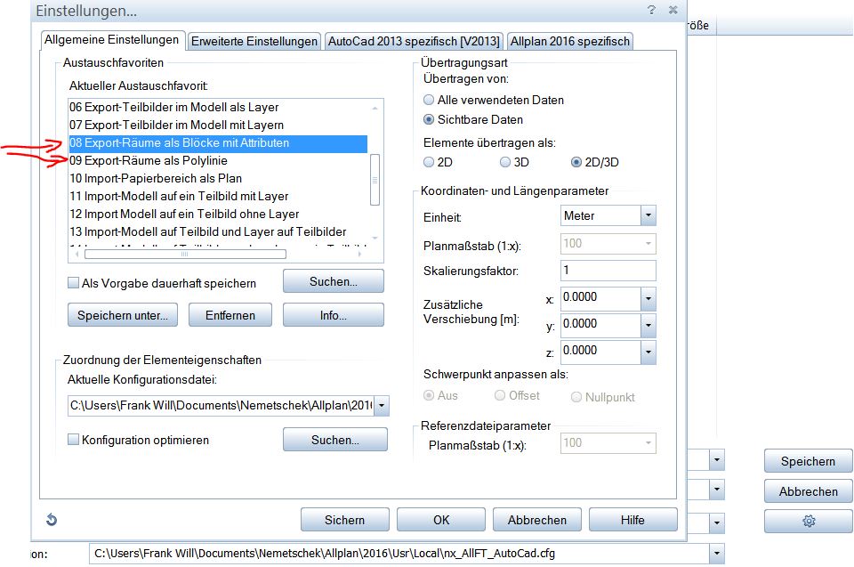 Allplan Räume Export Block Polylinie