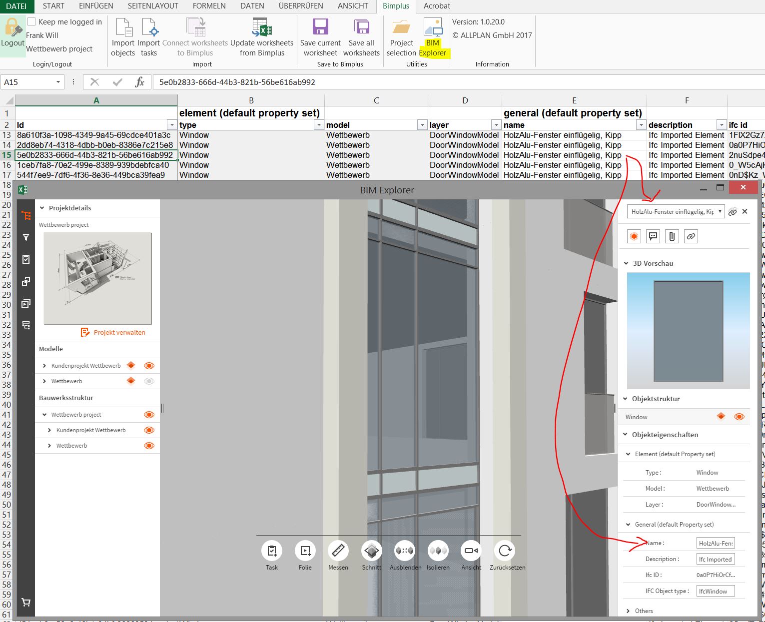 bim+ explorer Objektstruktur