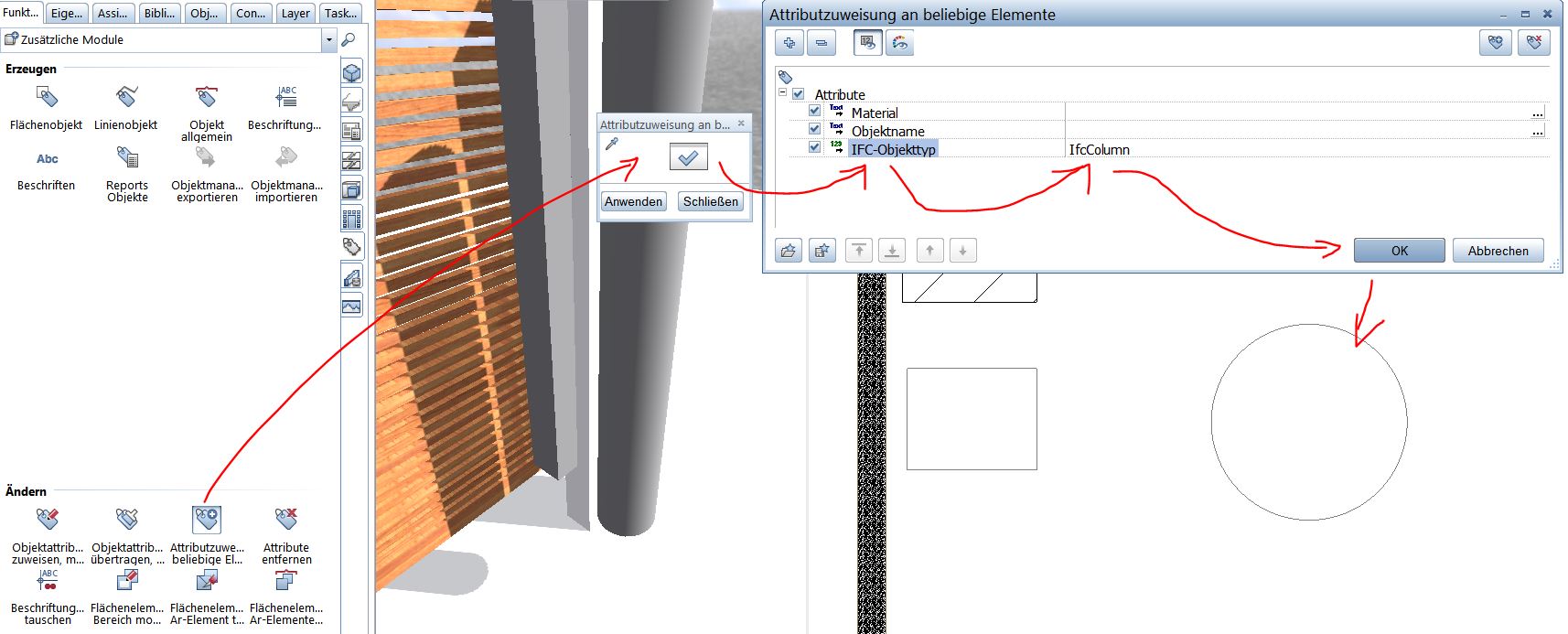 IFC Objekttyp Quader Column Attributzuweisung