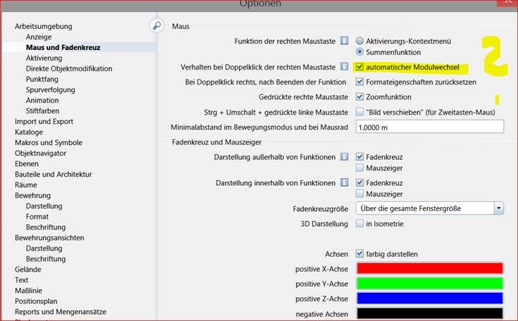 Optionen automatischer Modulwechsel