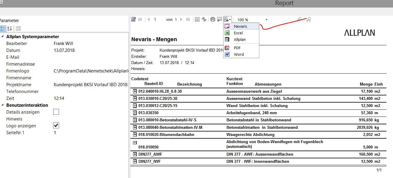 Report Liste Nevaris