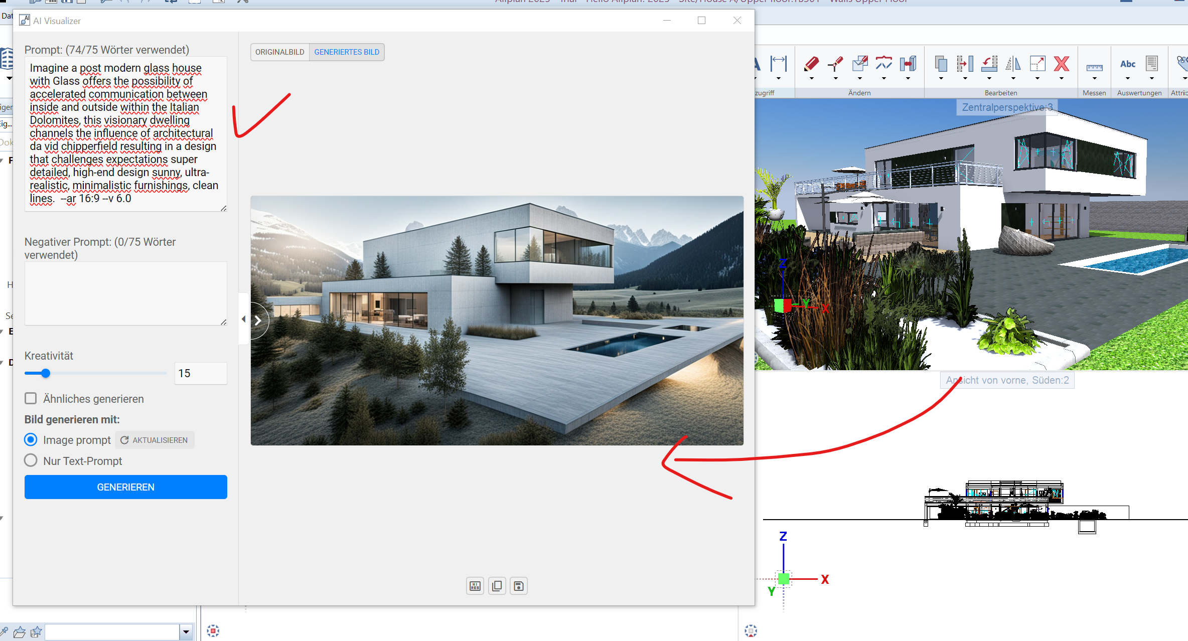Allplan Crash ALLPLAN 2025 KI Visualizer - erste KI generierte Bilder ...